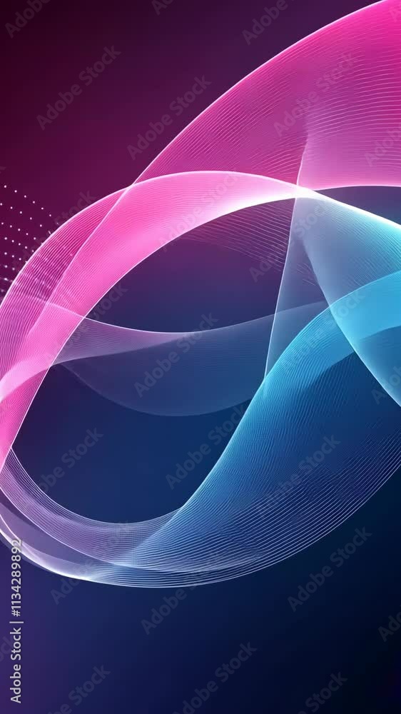 Poster colorful abstract wave patterns flow smoothly across a dark background creating a modern digital art