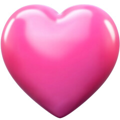 shiny pink heart symbol representing love and affection, perfect for expressing emotions.  Isolated on white ,PNG Transparency