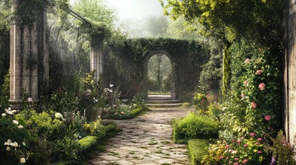 Victorian style medieval botanical garden design
