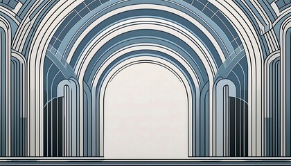 Abstract architectural design with arches and lines.