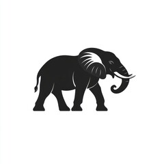 Fototapeta premium Majestic black silhouette of an elephant in profile view.