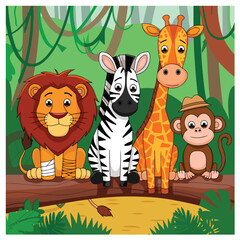 Naklejka premium animals in the jungle