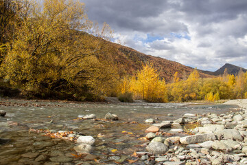 Arrow River in a beautiful autumn day, New Zealand