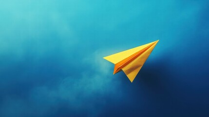 Yellow Paper Plane on Blue Backdrop Symbolizing Leadership