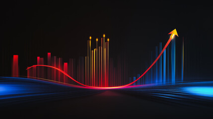 Fototapeta premium Abstract black background with Colorful charts and graphs with statistics to innovative analyze business potential and forecast future development of companies growth.