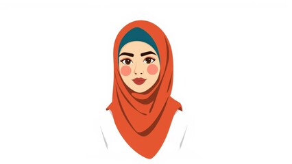 Vibrant Red Hijab Illustration Perfect for Cultural Apparel Designs, Fashion Branding, and Diverse Representation