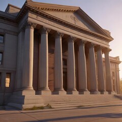 Courthouse exterior at sunrise with morning light, historic building, morning scenes, brazoria county