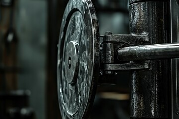 close-up of anonymous athlete holding weight dumbbell while exercising on gym bench. Beautiful simple AI generated image