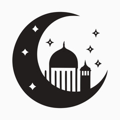 Mosque icon, islamic icons, ramadan kareem, eid mubarak, silhouette logo vector illustration design