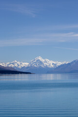southern alps new zealand lake overlooking mountains snow
