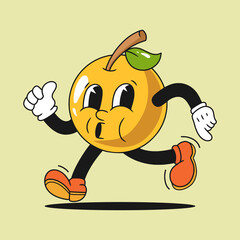 vintage lemon cartoon character illustration