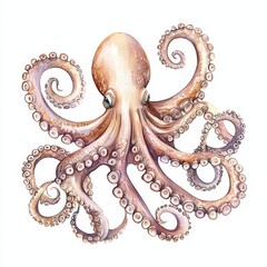 Obraz premium A detailed illustration of an octopus showcasing its numerous tentacles and distinctive shape, highlighting the creature's unique features and textures.