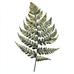 Naklejka premium A detailed illustration of a green fern leaf showcasing its intricate fronds and natural beauty.