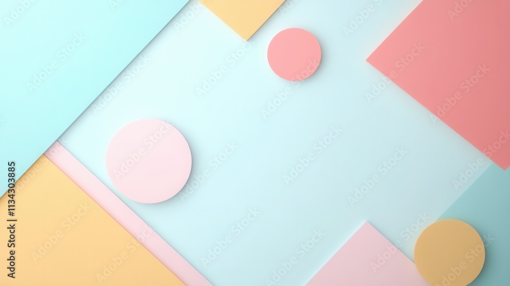 Poster a clean and minimalistic background with scattered geometric figures like circles, triangles