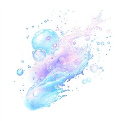 A soft, abstract splash of watercolor in pastel shades, featuring bubbles and fluid shapes that evoke a sense of tranquility and creativity.