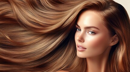 Obraz premium Beautiful Woman with Flowing Hair Displaying Skiing Skills Outdoors