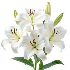 Fototapeta premium white lilies with a white background