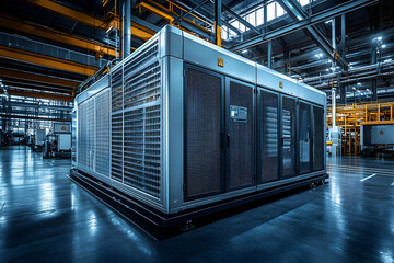 Obraz premium Industrial equipment in a modern facility, showcasing advanced technology and design.