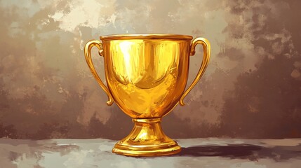 A shiny, golden trophy stands proudly against a warm, textured background, symbolizing achievement and success.