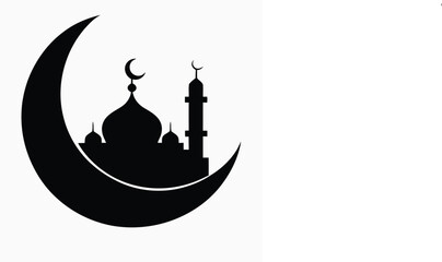 Mosque icon, islamic icons, ramadan kareem, eid mubarak, silhouette logo vector illustration design
