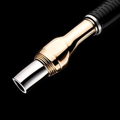 Golden Fuel Pump Nozzle Isolated on Black Background