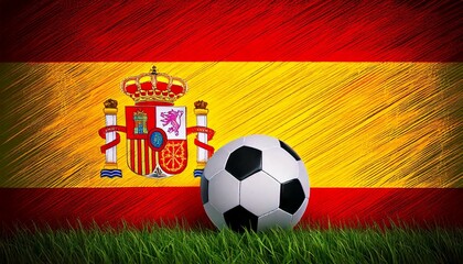 Obraz premium soccer ball with spain flag:Barcelona