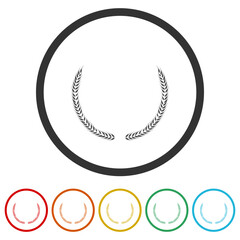 Laurel wheat icon. Set icons in color circle buttons
