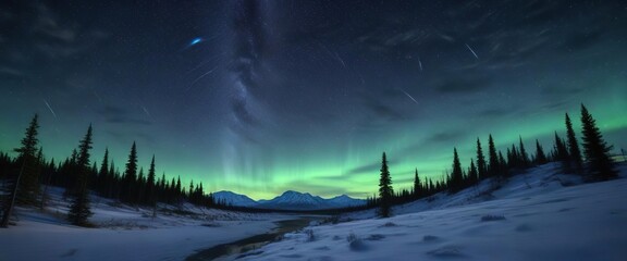 A vibrant blue sky with swirling star trails and a hint of aurora borealis, as if the northern lights were dancing across the horizon , blue sky, natural wonder, astronomical phenomenon