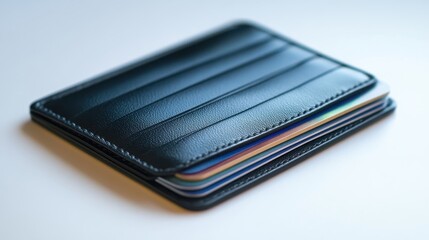 A Stylish Black Leather Wallet with Multiple Card Slots Showcasing Credit Cards and a Modern Design for Everyday Use and Organization