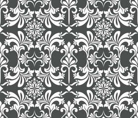 Floral baroque damask seamless pattern. royal wallpaper ornamental vector background.