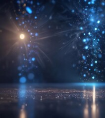 Obraz premium Sparkling blue lights dance with bokeh lens flare against an elegant abstract background, bright, sparkly, radiant