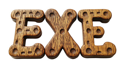 Naklejka premium Creative wooden exe letters design home decor typography rustic environment close-up view conceptual art for modern spaces