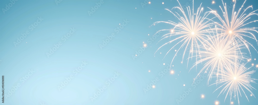 Aufkleber bright fireworks illuminate a blue background, showcasing a stunning array of colors and patterns, g