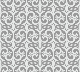 Abstract geometric floral seamless pattern. Gray and white ornament. Modern stylish texture repeating. Vector background.