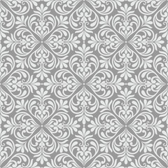 Abstract floral seamless pattern. Gray and white. Vector background.