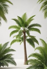 Fototapeta premium Inflatable palm tree complete with realistic green fronds on a bright white background, inflatable, palm tree