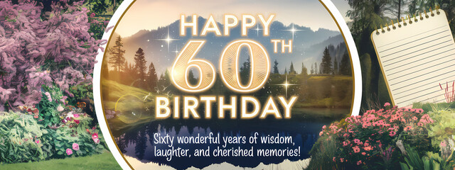 60th birthday celebration card with gold and black design