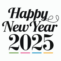 Obraz premium Happy New Year text for greeting card. Vector holiday design on white background