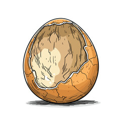 Illustration of whole and cracked eggs, showcasing shell details.