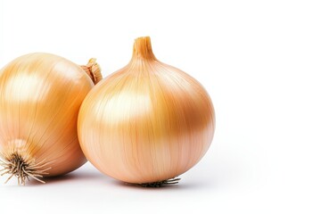 Fresh clean yellow onion on a white background ready for cooking or garnish