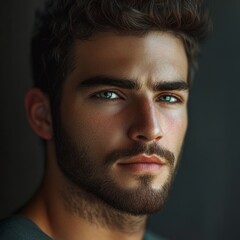 Obraz premium Handsome Man with Striking Green Eyes and Beard