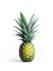 Fototapeta premium Fresh pineapple isolated on white background showcasing vibrant colors and textures