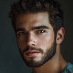 Obraz premium Handsome Man with Green Eyes and Beard