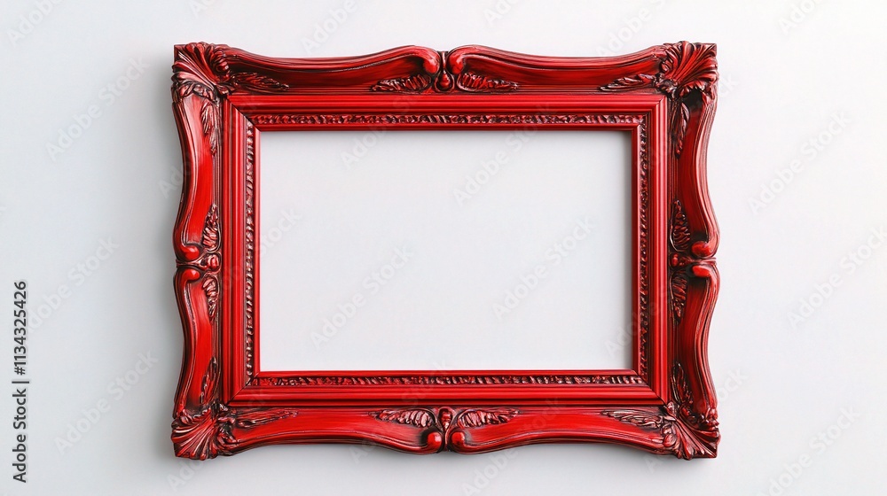Poster classic red frame design on white background for art display