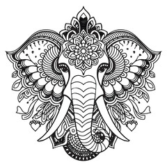 Creative animal head covered by mandala pattern