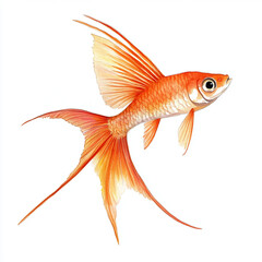 Watercolor illustration of Swordtail fish, vibrant and colorful