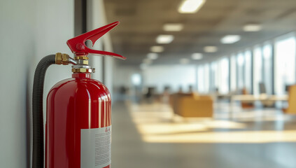 "Fire Extinguisher in an Office Setting with a White Background"