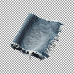 Frayed Blue Denim Fabric Close-Up on transparent background, png, psd

