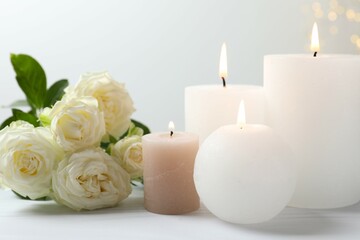 Beautiful composition with candles on the table