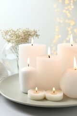 Beautiful composition with candles on the table